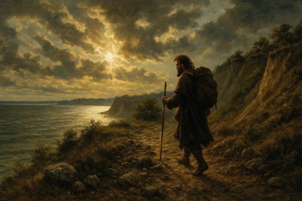 Wanderer an der Steilküste in Kiel - mit KI erstellt