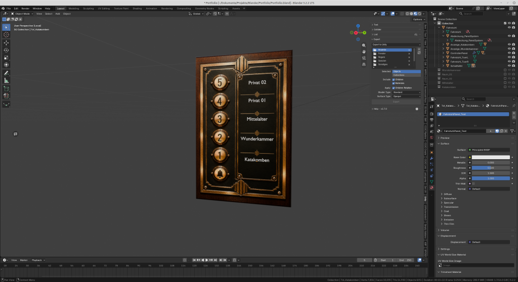Nachbau des Panels in Blender mit Texturen